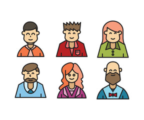 people characters and cartoon avatars set vector illustration