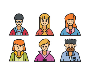 people characters and cartoon avatars set vector illustration