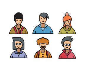 people characters and cartoon avatars set vector illustration