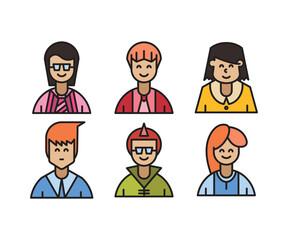 Fototapeta premium people characters and cartoon avatars set vector illustration