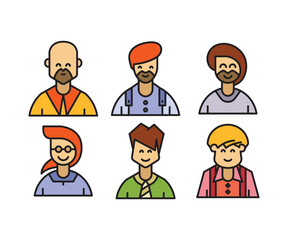 people characters and cartoon avatars set vector illustration