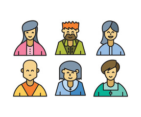 people characters and cartoon avatars set vector illustration