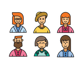 people characters and cartoon avatars set vector illustration