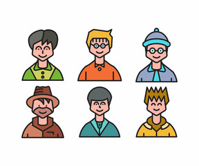Fototapeta premium people characters and cartoon avatars set vector illustration