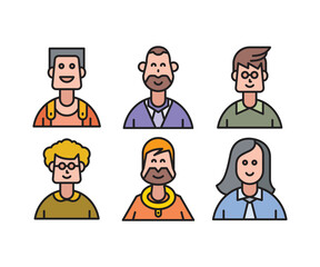 people characters and cartoon avatars set vector illustration