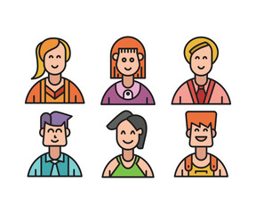 people characters and cartoon avatars set vector illustration
