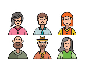 people characters and cartoon avatars set vector illustration