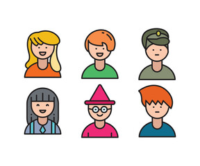 people characters and cartoon avatars set vector illustration