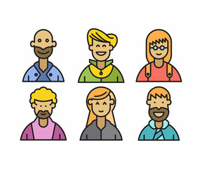 people characters and avatars set vector illustration