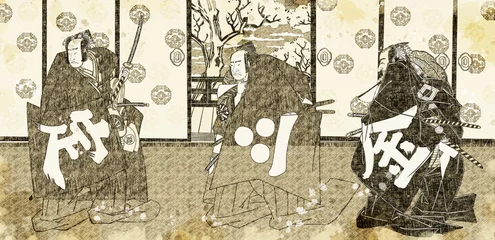 Deurstickers 浮世絵　和室　その2＆歌舞伎　レトロバージョン © KIMASA