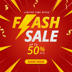 Flash Sale Shopping Poster or banner with Flash icon