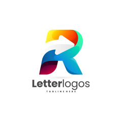 Arrow letter R logo, colorful letter logo style