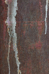 The texture of rusty metal with streaks of paint