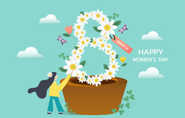 International women's day 8 march vector illustration Design for Greeting card, Background, Banner, poster, flyer and other users.