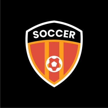 soccer logo football design with shield shape vector
