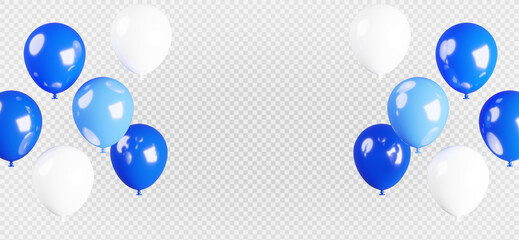 3d rendering of blue ballons isolated,with clipping path.