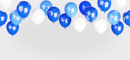 3d rendering of blue ballons isolated,with clipping path.