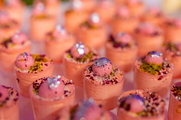 Fototapeta na wymiar Assorted sweets, cakes and dessert close up