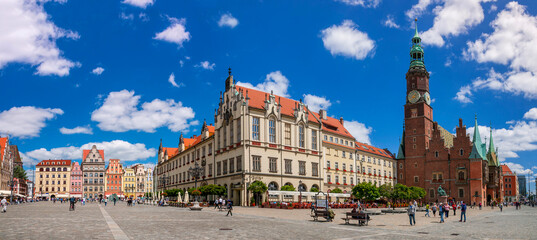 Market square in Wrocław, Lower Silesian Voivodeship, Poland - obrazy, fototapety, plakaty