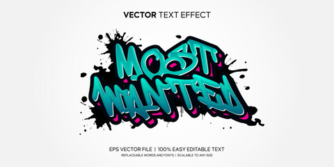 graffiti 3d style most wanted editable text effect - obrazy, fototapety, plakaty
