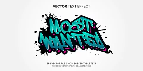 Deurstickers graffiti 3d style most wanted editable text effect © HeicreativeStudio
