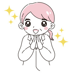 Fototapeta premium ときめく白衣を着たシニア女性のイラスト