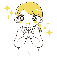 ときめく白衣を着たシニア女性のイラスト