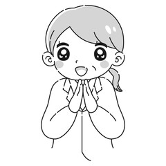 ときめく白衣を着たシニア女性のイラスト