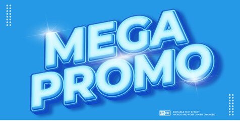 3D style editable text mega promo on blue background