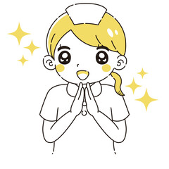 ときめく白衣を着た女性のイラスト