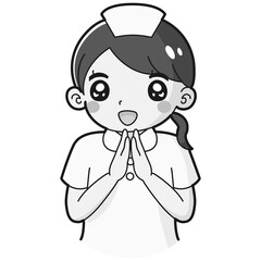 ときめく白衣を着た女性のイラスト