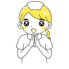 ときめく白衣を着た女性のイラスト