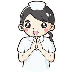 ときめく白衣を着た女性のイラスト