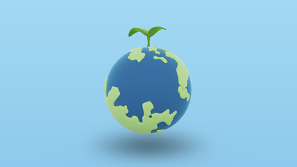 3d illustration of  keep the earth green to save our life.3d render.