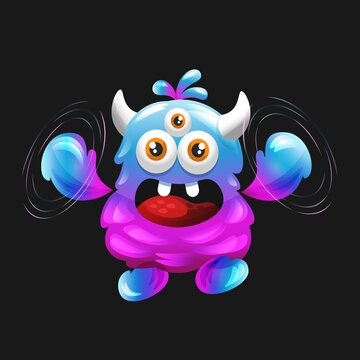 Vector graphic of Cute Monster. Good for Icon, sticker, clipart, game assests, children illustration, etc.