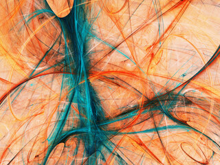 Fototapeta premium blue and orange abstract fractal background 3d rendering illustration