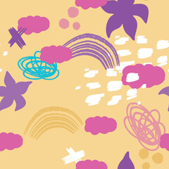 vector teenage seamless neon pattern naive style