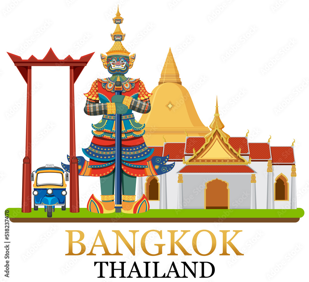 Sticker bangkok thailand landmark logo banner