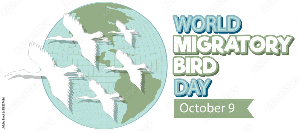 Sticker World Migratory Bird Day Banner Concept