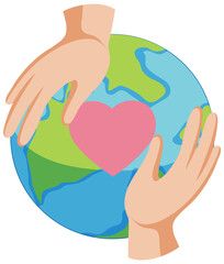 Earth globe symbol with heart