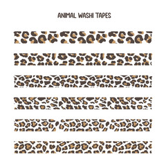 Obraz premium Leopard skin stationery washi tape pattern. Animal skin washi tape abstract for bullet journals, decoration and more.