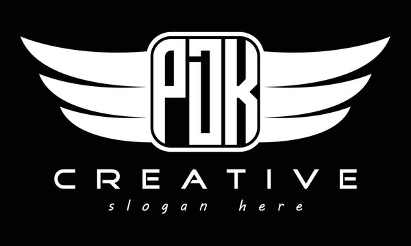 PDK three Letter wing minimalist creative concept icon eagle symbol professional logo design, Vector template