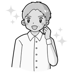 Obraz premium ガッツポーズをするシニア男性のイラスト