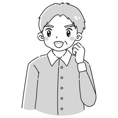 ガッツポーズをするシニア男性のイラスト