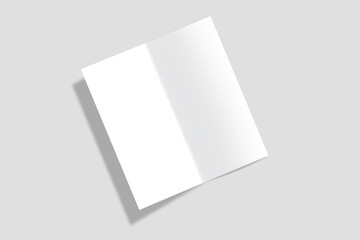 Blank white tri folded brochure mockup. Open booklet isolated