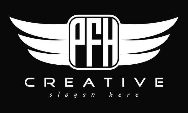 PFH three Letter wing minimalist creative concept icon eagle symbol professional logo design, Vector template