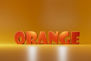 abstract background. voluminous orange letters. the word orange on an illuminated neon orange background. 3d illustration. 3d render