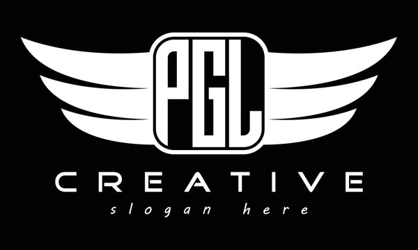 PGL three Letter wing minimalist creative concept icon eagle symbol professional logo design, Vector template