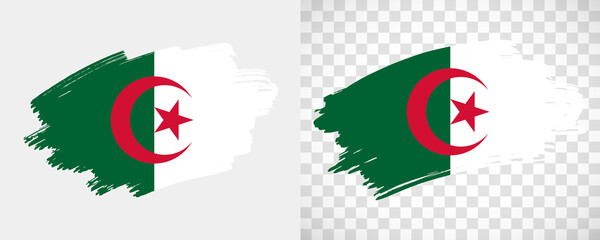 Artistic Algeria flag with isolated brush painted textured with transparent and solid background