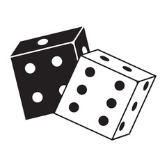 Dice, cubes, vector illustration outline icon isolated on white background